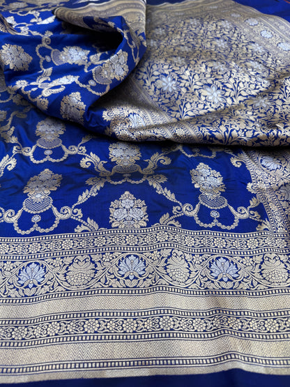 Pure Banarasi Katan Silk Sona Mina Jaal Saree