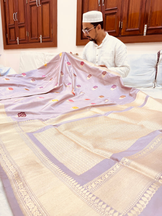 Pure Banarasi Katan Silk Rose Buta Saree