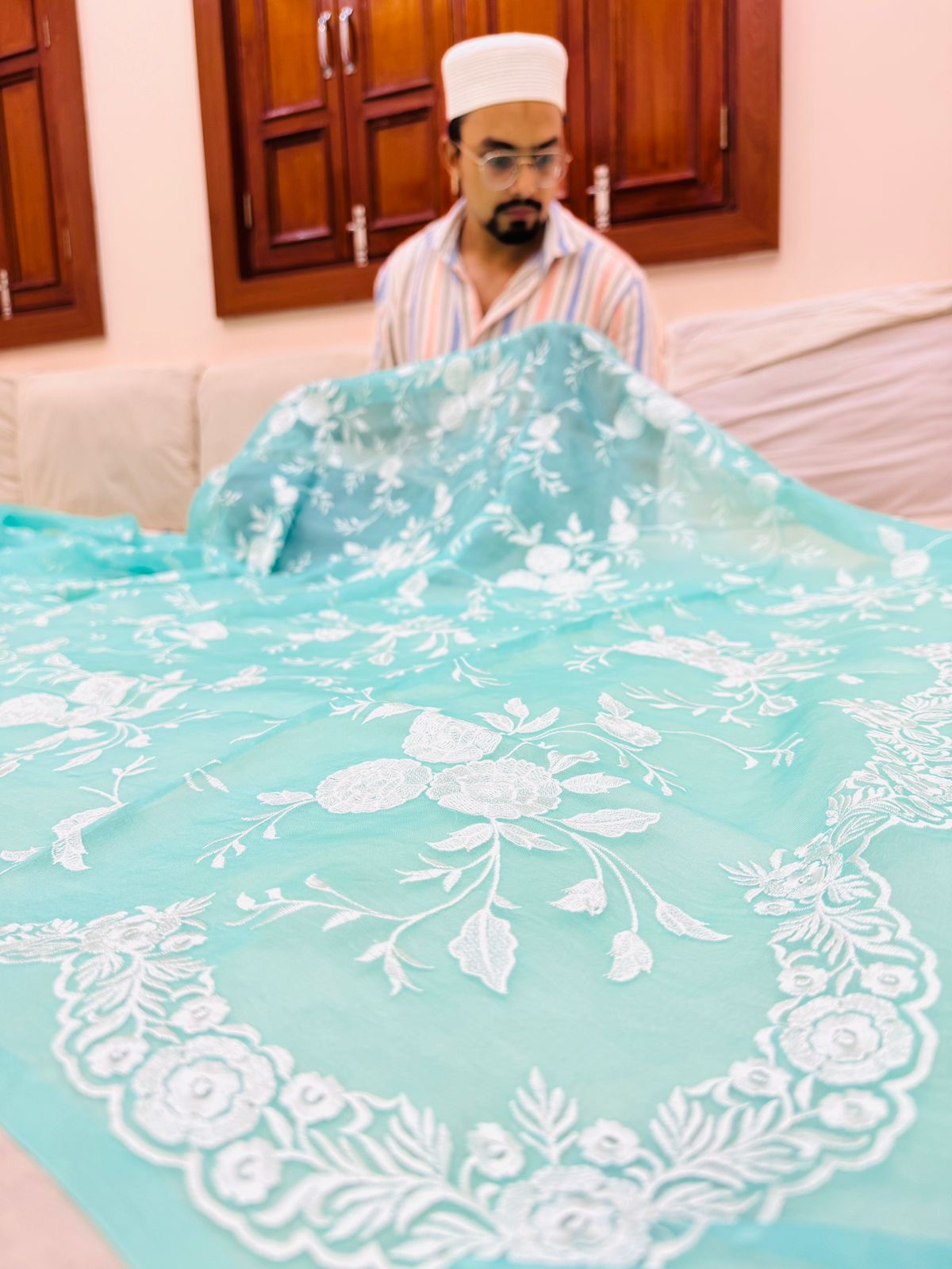 Pure Banarasi Kora Silk Embroidery Saree