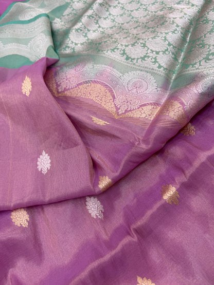 Pure Banarasi Katan Tissue Silk Kadiyal Border Saree