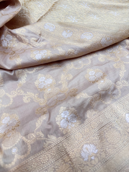 Pure Banarasi Katan Silk Sona Mina Jaal Saree