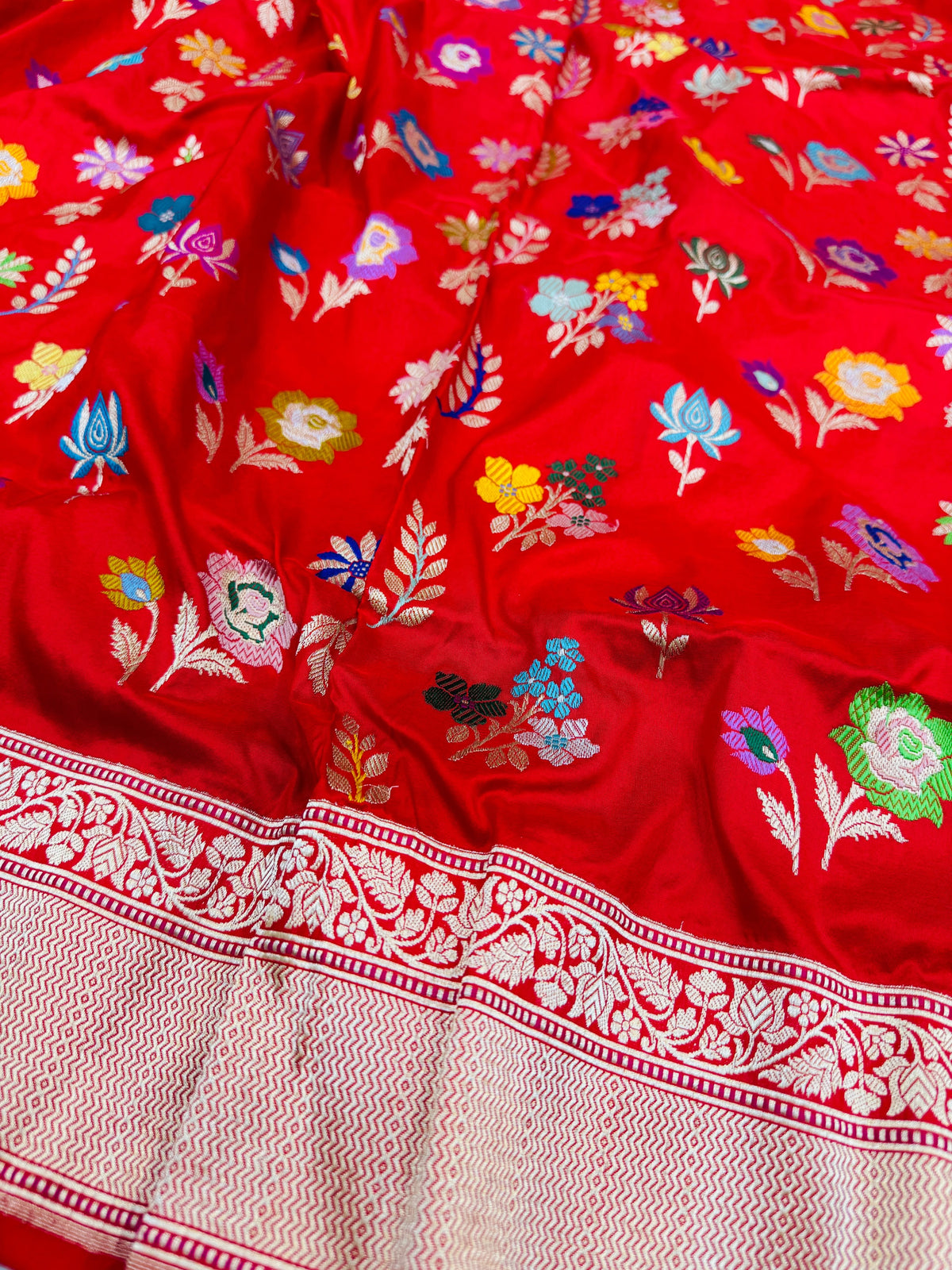 Katan Silk Multi Mina Buti Jaal Saree