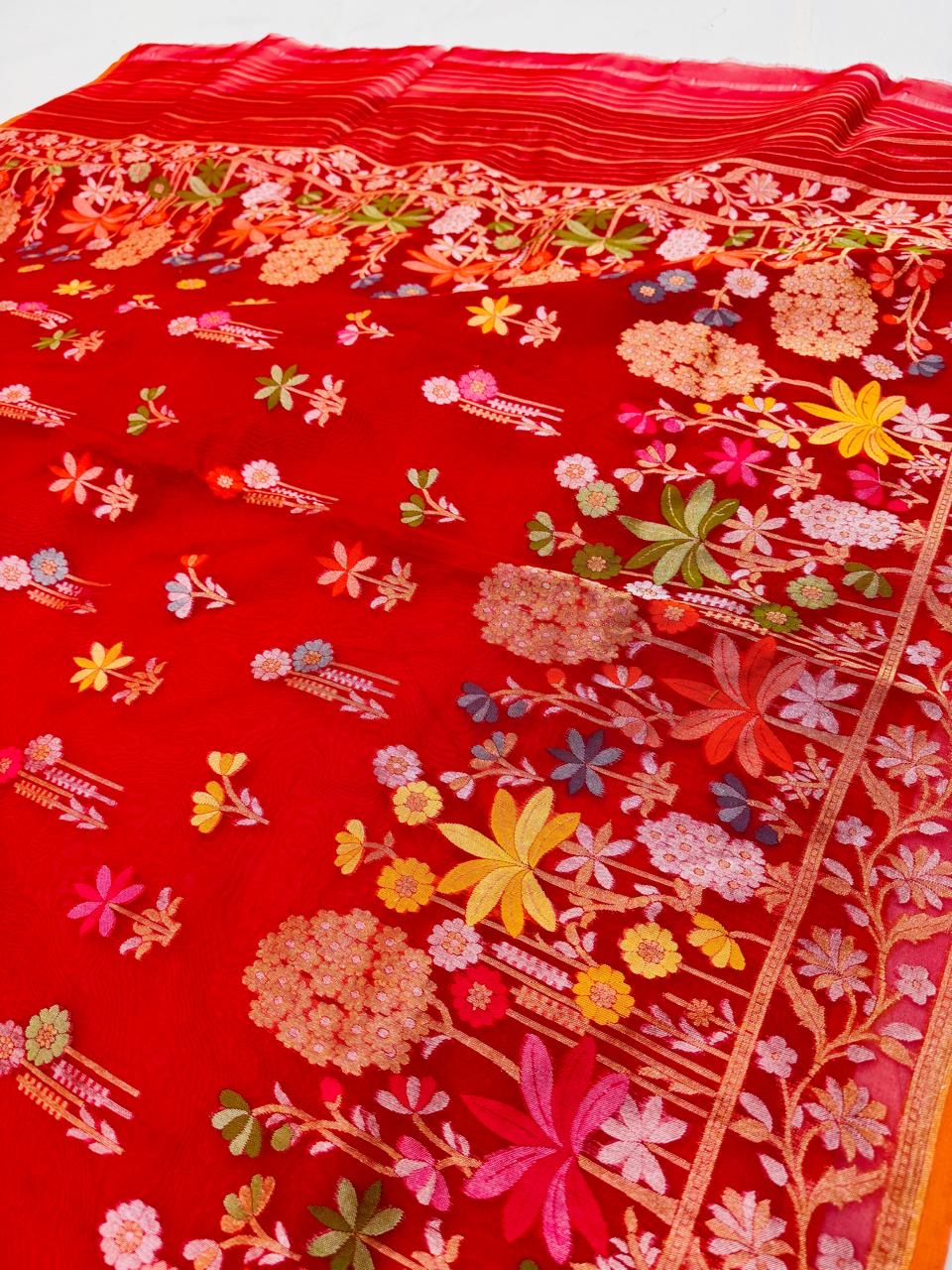 Kora Jamdani Saree