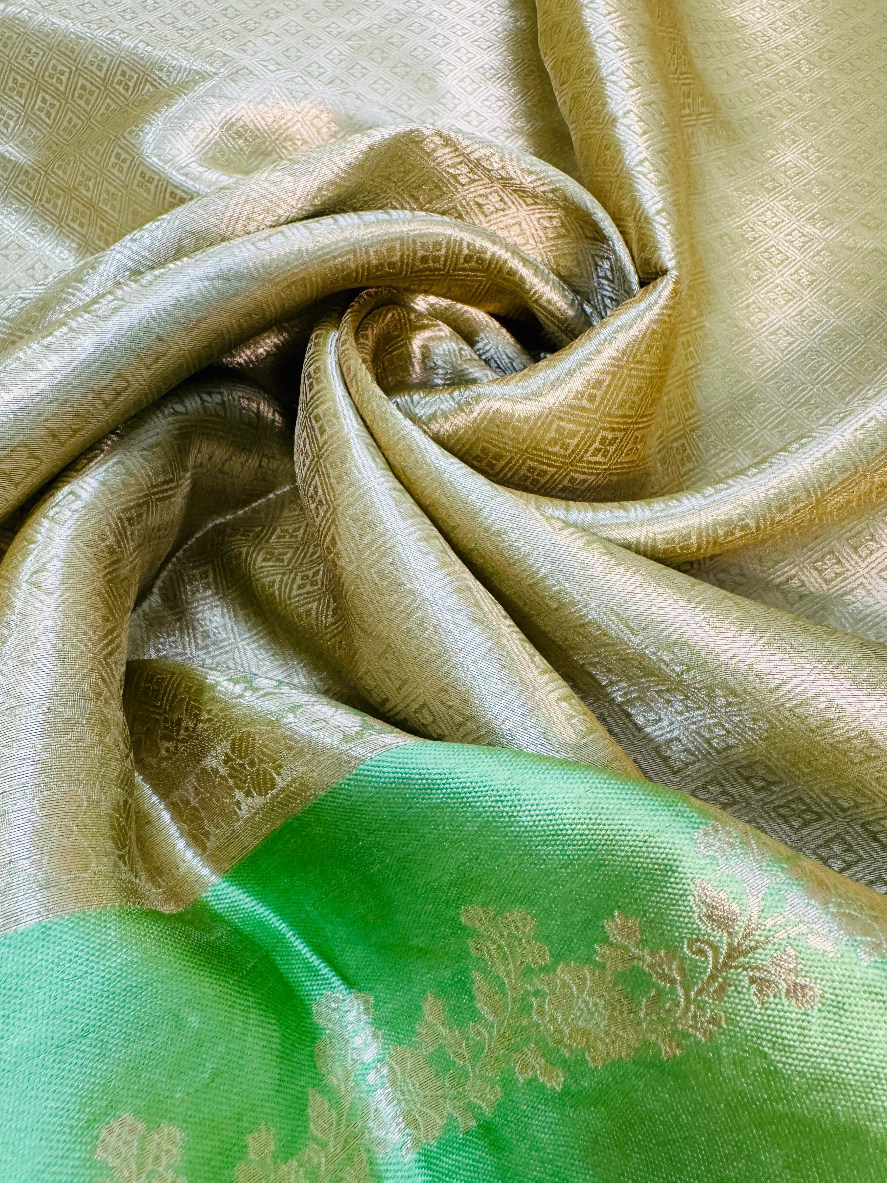 Tissue Brocade Embroidery Satin Border Saree