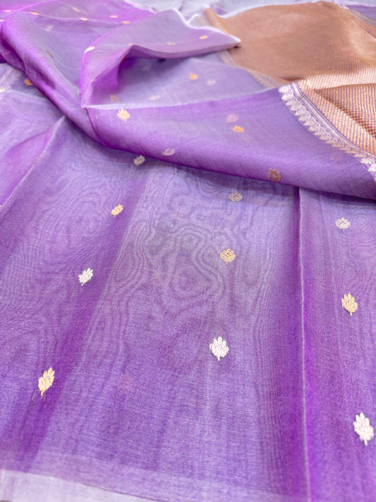 Pure Banarasi Kora Tissue Silk Kadhwa Buta Saree