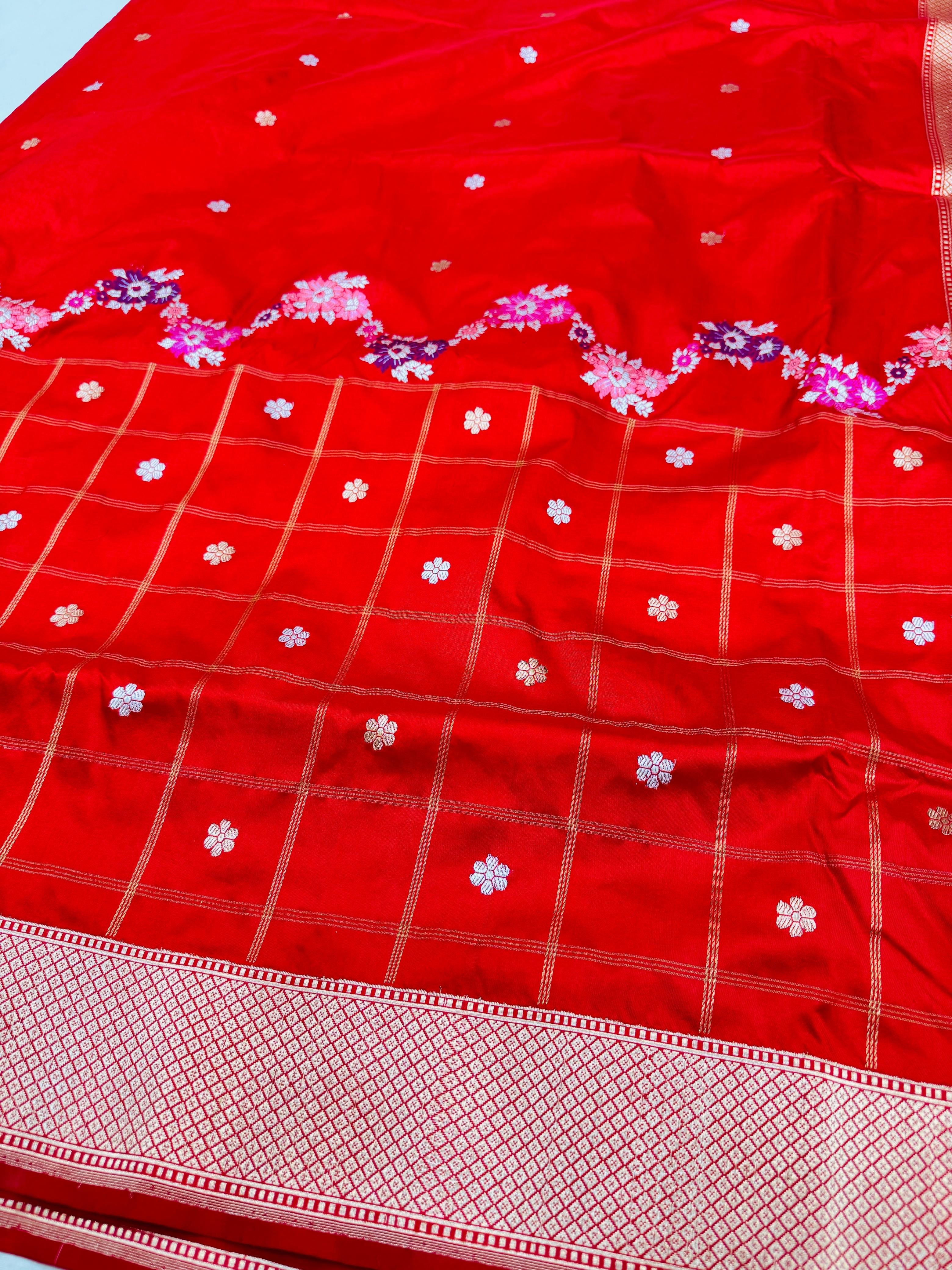 Katan Silk Skirt Check Saree