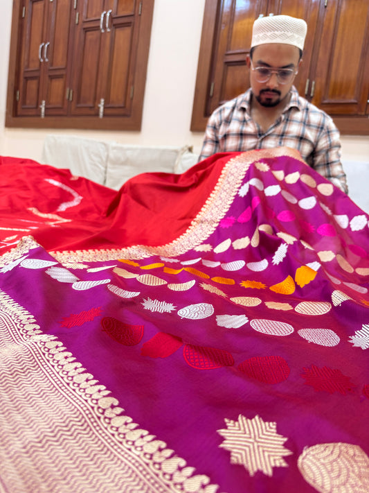 Pure Banarasi Katan Silk Half and Half Saree