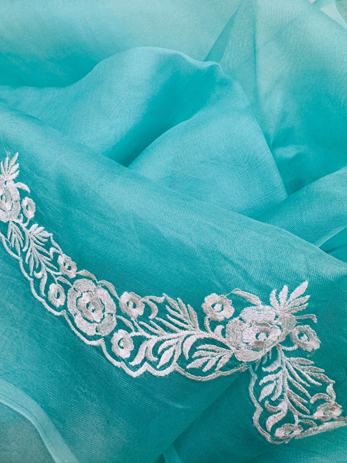 Pure Banarasi Kora Silk Embroidery Saree