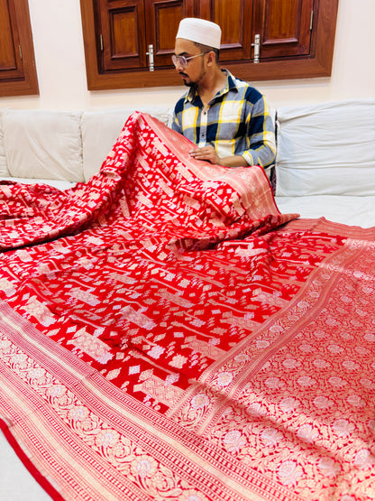 Pure Banarasi Katan Silk Sona Mina Jaal Saree