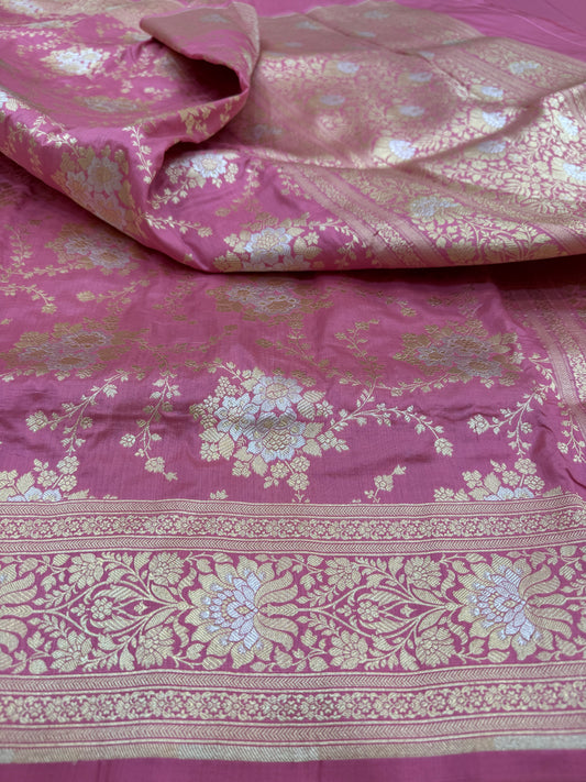 Pure Banarasi Katan Silk Sona Mina Jaal Saree