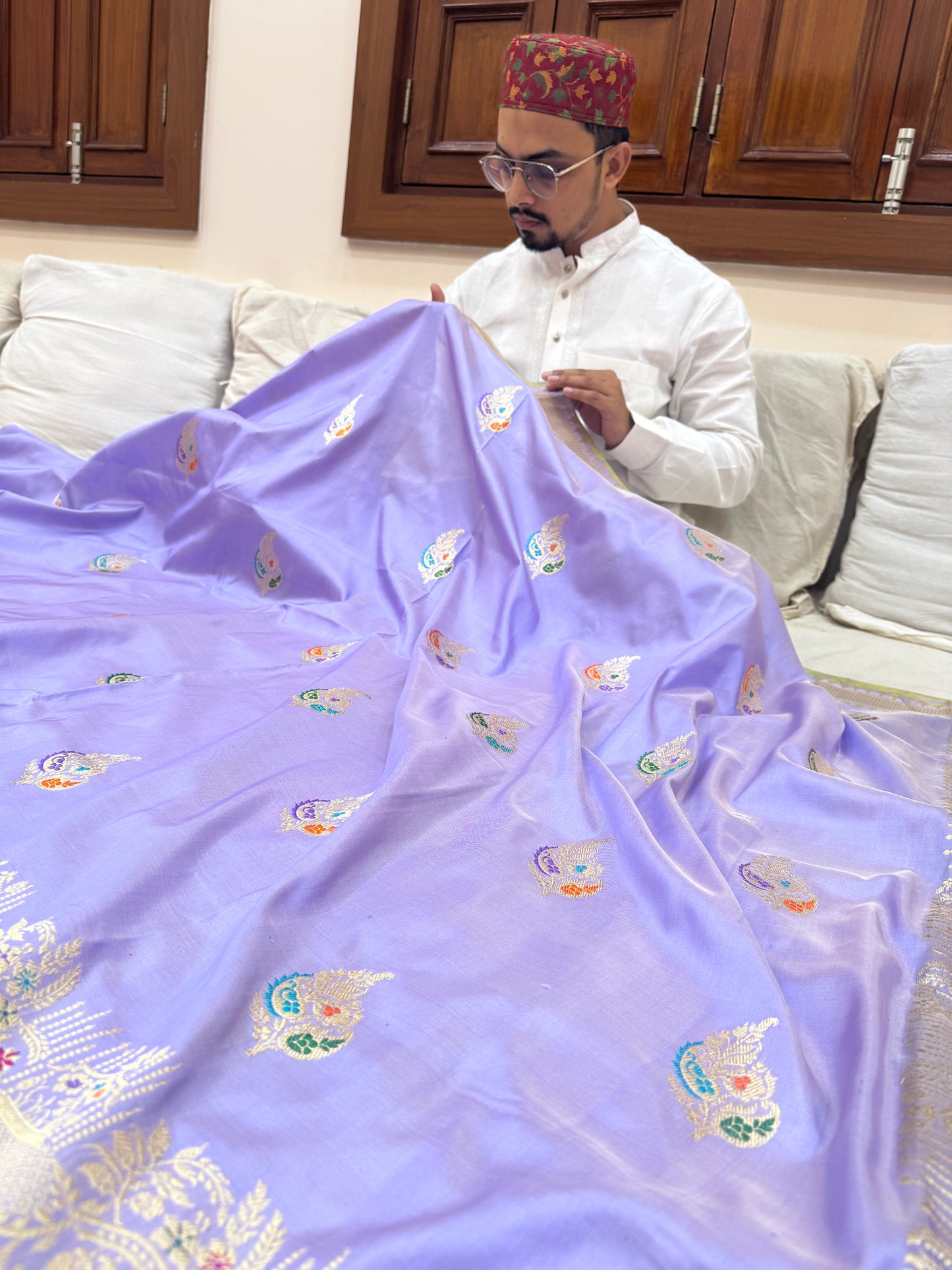 Pure Banarasi Katan Silk Mina Buta Saree