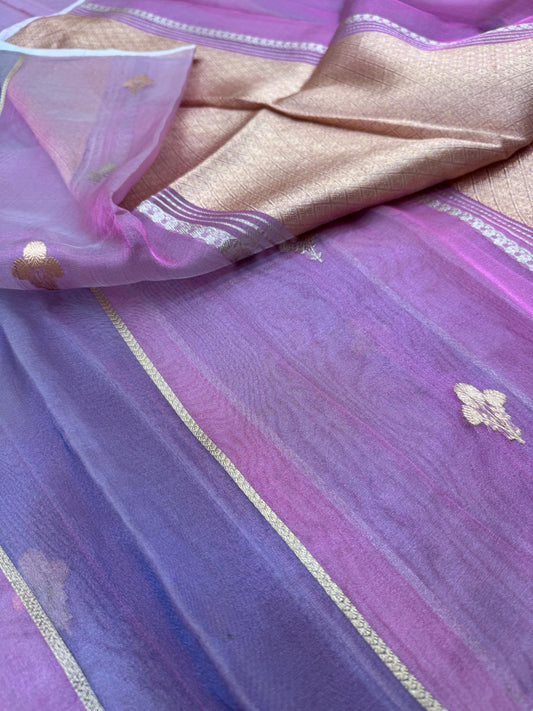 Pure Banarasi Kora Tissue Silk Kadhwa Buta Saree
