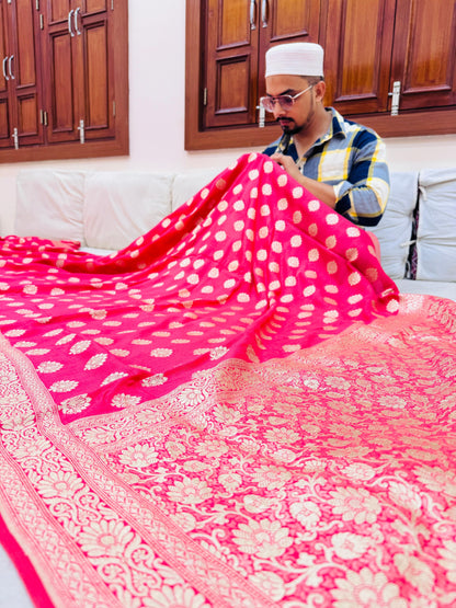Pure Banarasi Munga Silk Buti Saree