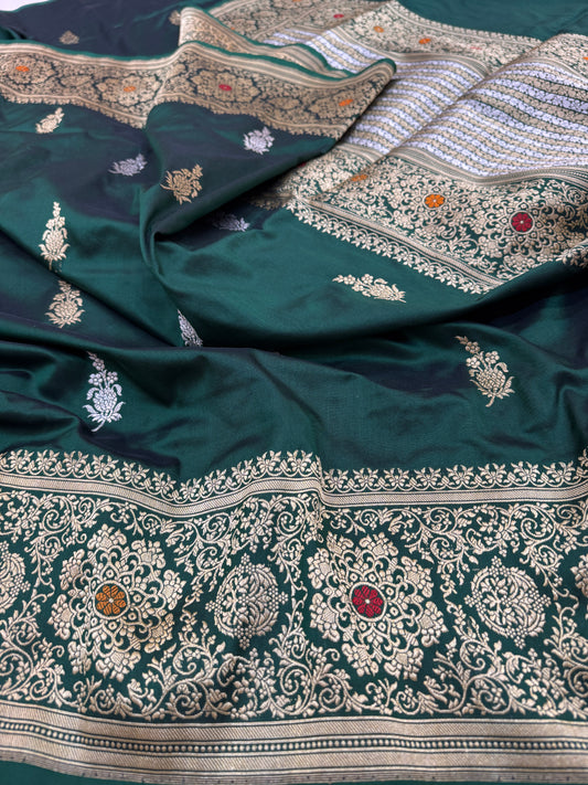 Pure Banarasi Katan Silk Kadhwa Buti Saree