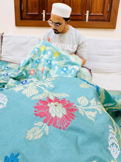 Pure Banarasi Katan Silk Mina Jaal Saree