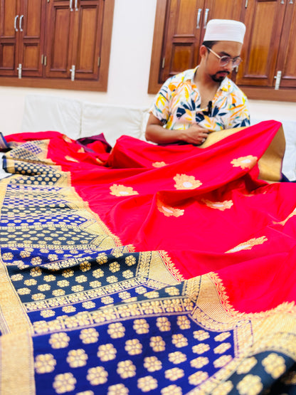 Pure Banarasi Katan Silk Kadiyal Border Saree
