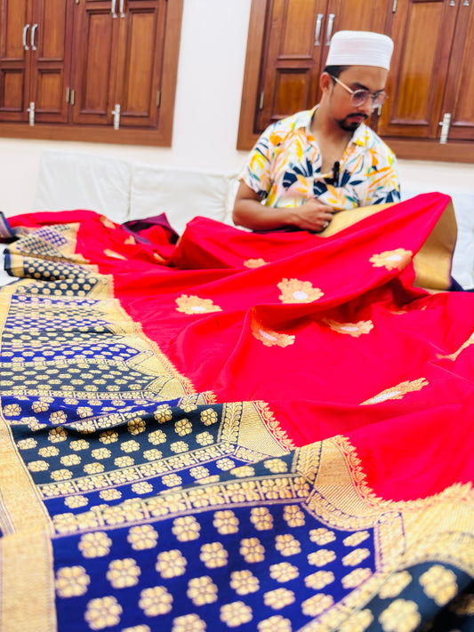 Pure Banarasi Katan Silk Kadiyal Border Saree