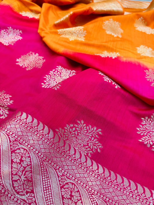 Pure Banarasi Chiniya Silk Half n Half buta saree