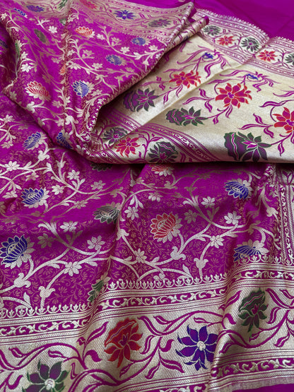 Pure Banarasi Satin Zari Waskat Jaal Saree