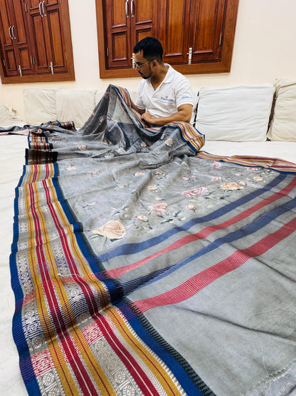 Pure Banarasi Chanderi Digital Print Saree
