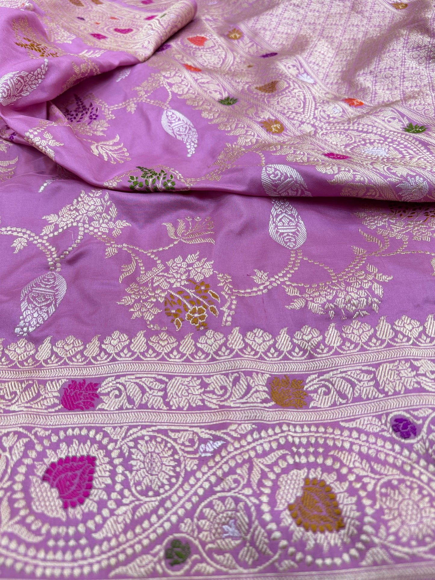 Pure Banarasi Katan Silk Kadhwa Mina Jaal Saree