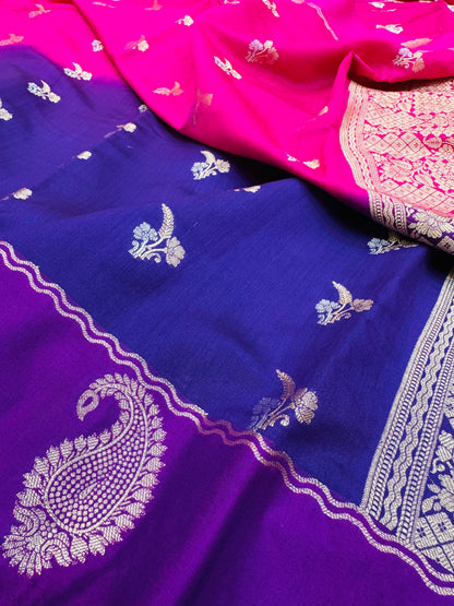 Pure Banarasi Chiniya Silk Half n Half buta saree