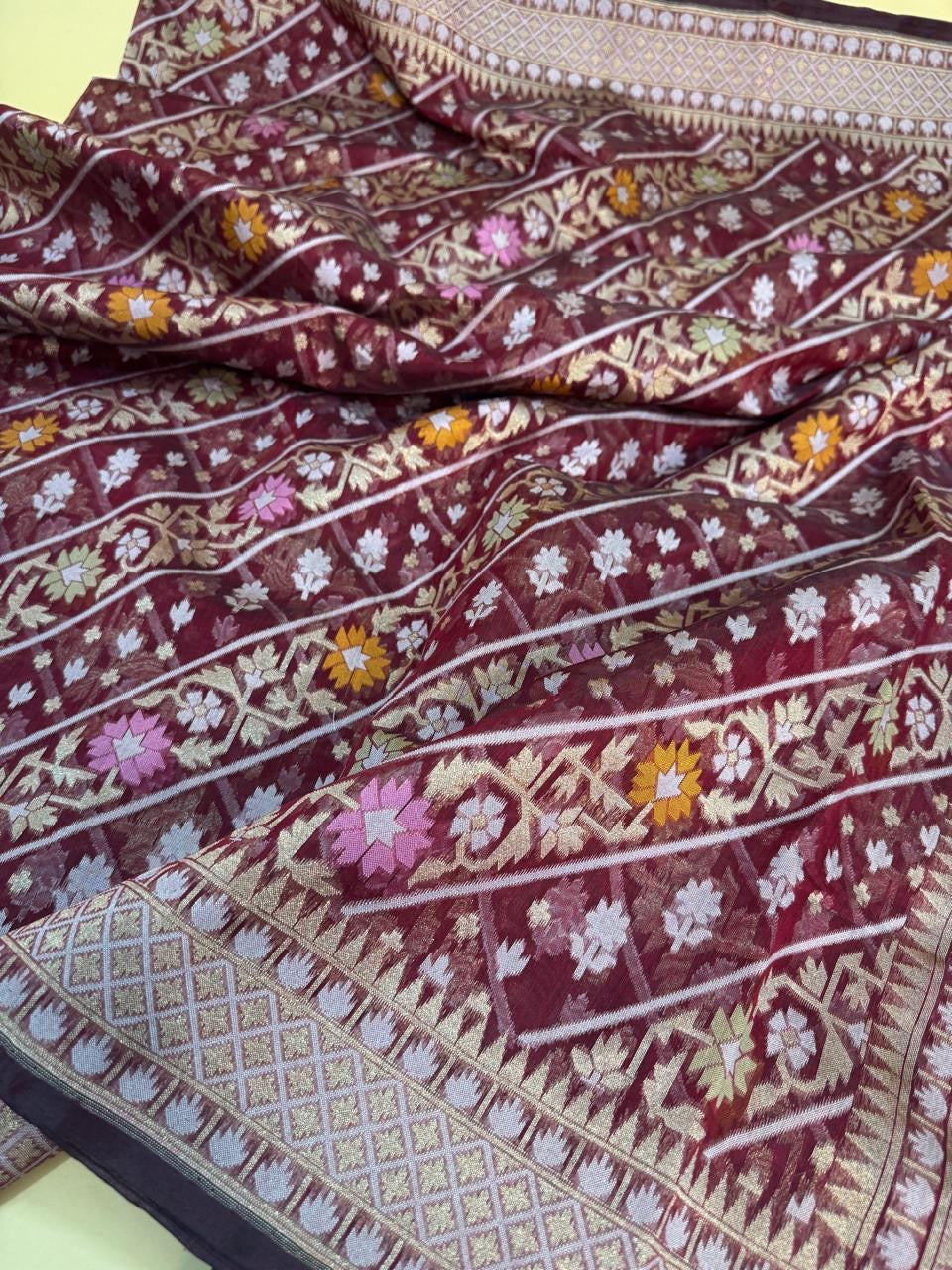 Art Silk Cotton Jamdani Saree