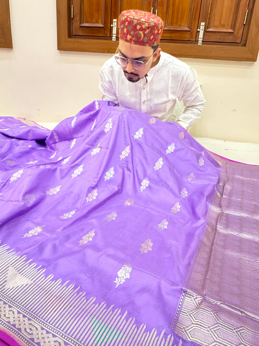 Pure Banarasi Katan Silk Sona Mina Buta Saree