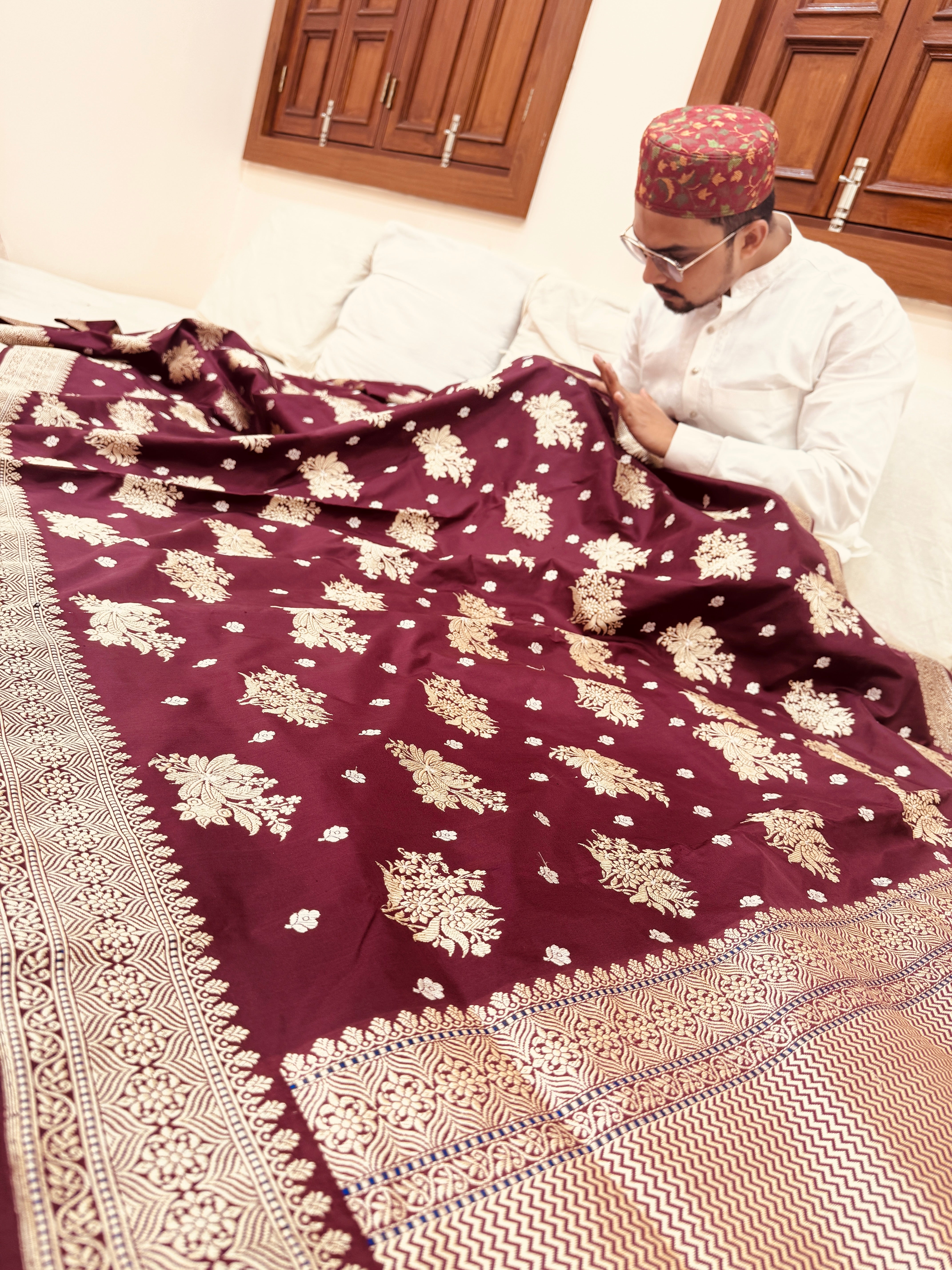 Pure Banarasi Katan Silk Sona Mina Buta Saree