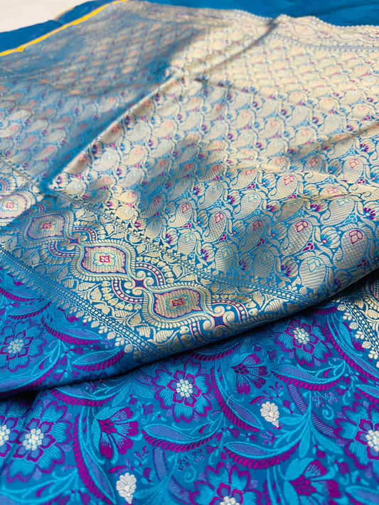 Pure Banarasi Satin Silk Triple Tanchoi