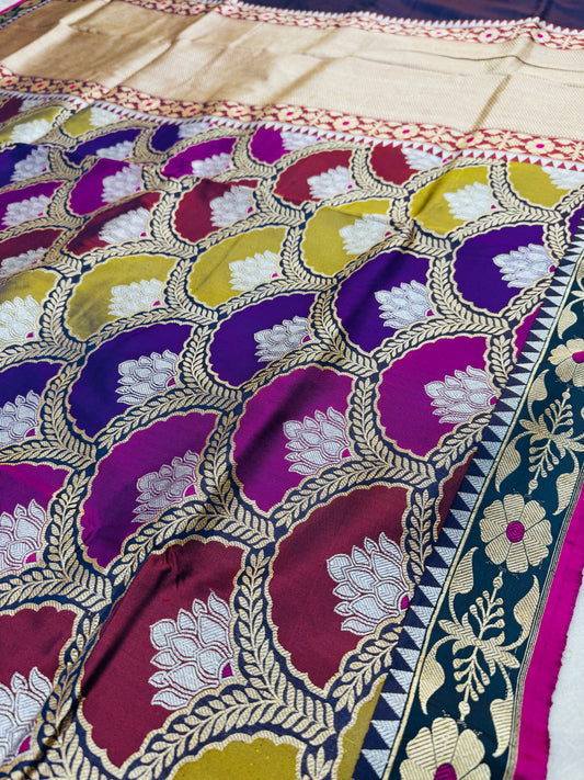 Pure Banarasi Katan Silk Kadhwa Rangkaat Saree