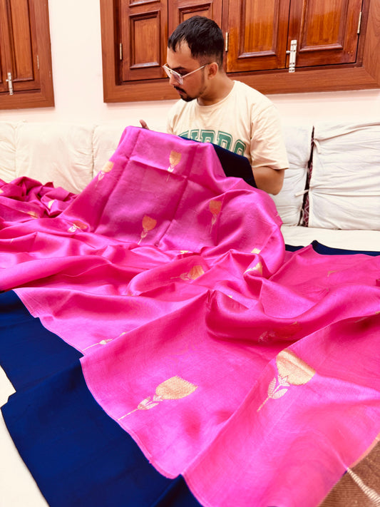 Pure Banarasi Dupion Silk Kadhwa Buta Saree