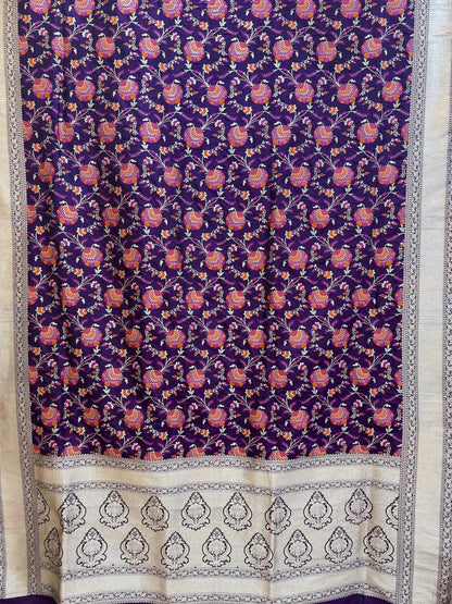 Pure Banarasi Katan Silk Mina Jaal Saree