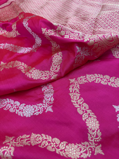 Pure Banarasi Katan Silk Kadhwa Zig Zag Saree