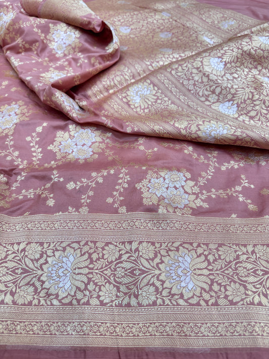 Pure Banarasi Katan Silk Sona Mina Jaal Saree