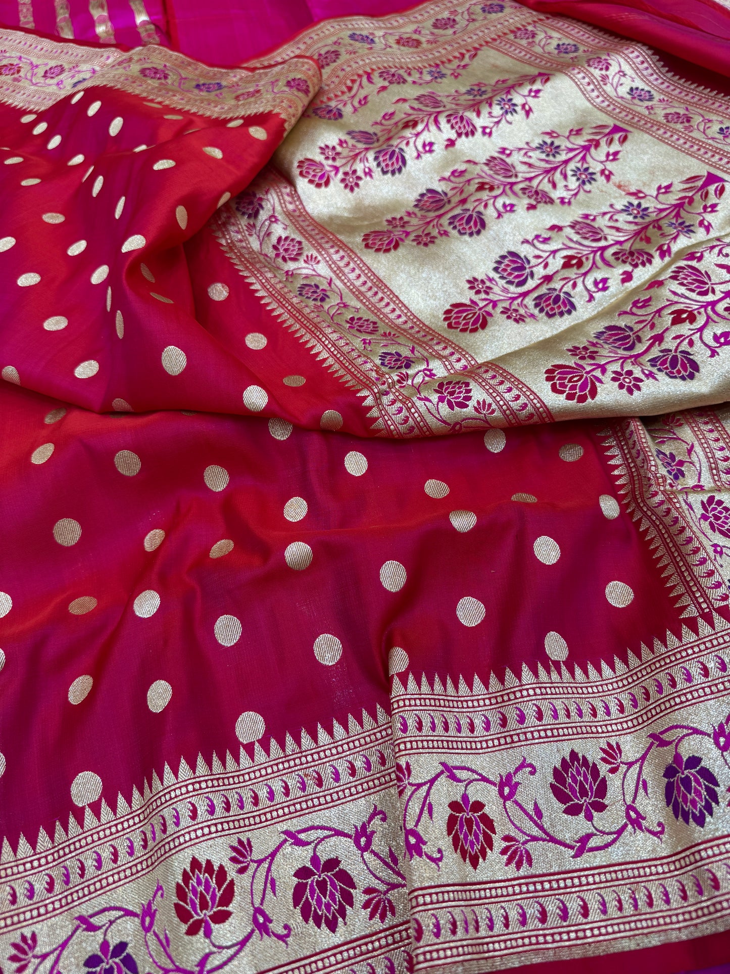Pure Banarasi Satin Silk Dollar Buti Paithani Saree