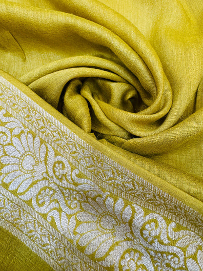 Pure Banarasi Munga Silk Jaal Saree