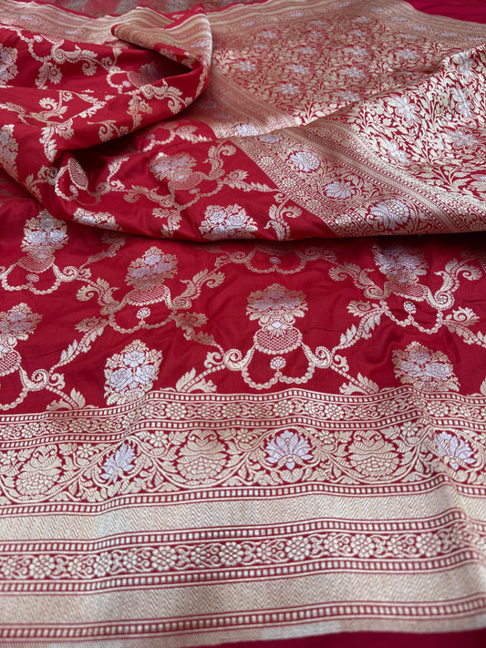 Pure Banarasi Katan Silk Sona Mina Jaal Saree