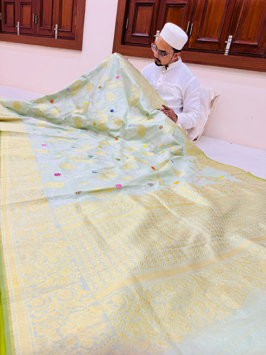 Pure Banarasi Katan Silk Kadhwa Jaal Saree