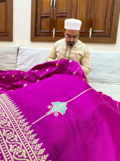 Pure Banarasi Katan Silk Strips Saree