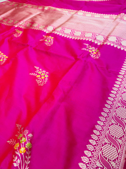 Pure Banarasi Katan Silk Kadhwa Mina Buti Saree