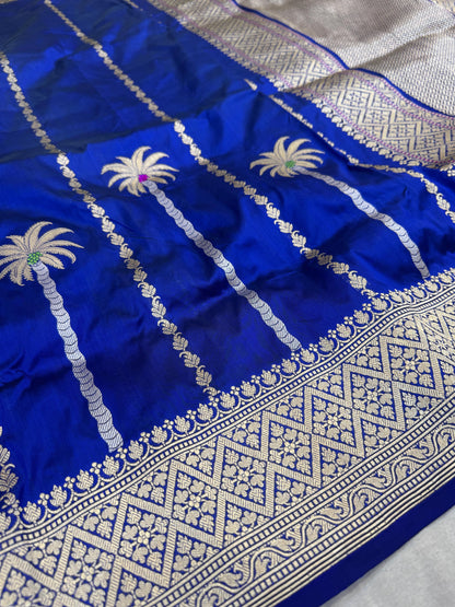 Pure Banarasi Katan Silk Kadhwa Buti Designer saree