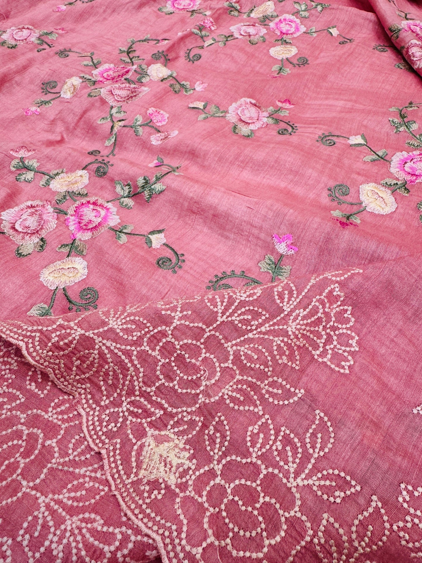 Pure Banarasi Tasar Silk Embroidery Saree
