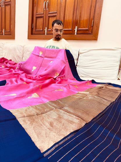 Pure Banarasi Dupion Silk Kadhwa Buta Saree