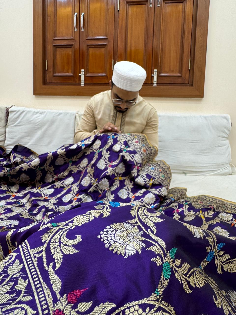 Pure Banarasi Katan Silk Jaal Sarees