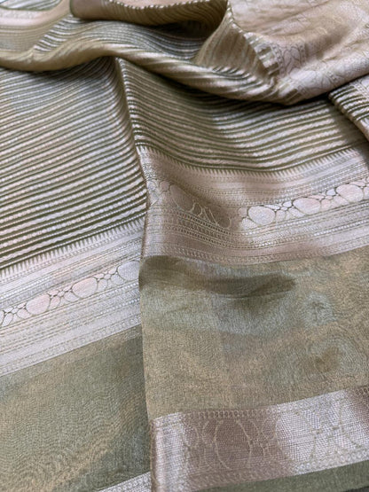 Pure Banarasi Tissue Silk Stripe Saree