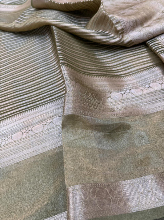 Pure Banarasi Tissue Silk Stripe Saree