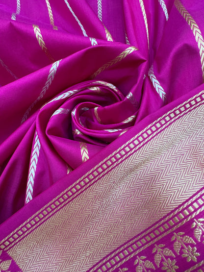 Pure Banarasi Katan Silk Mina Buti Skirt Border Saree