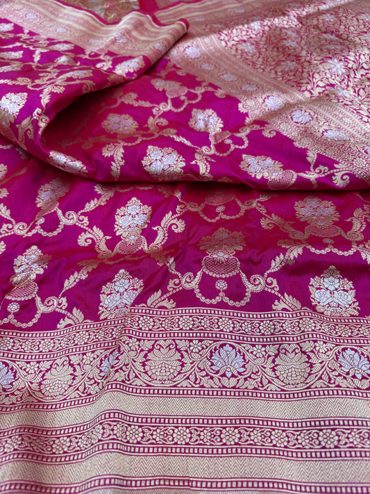 Pure Banarasi Katan Silk Jaal Saree