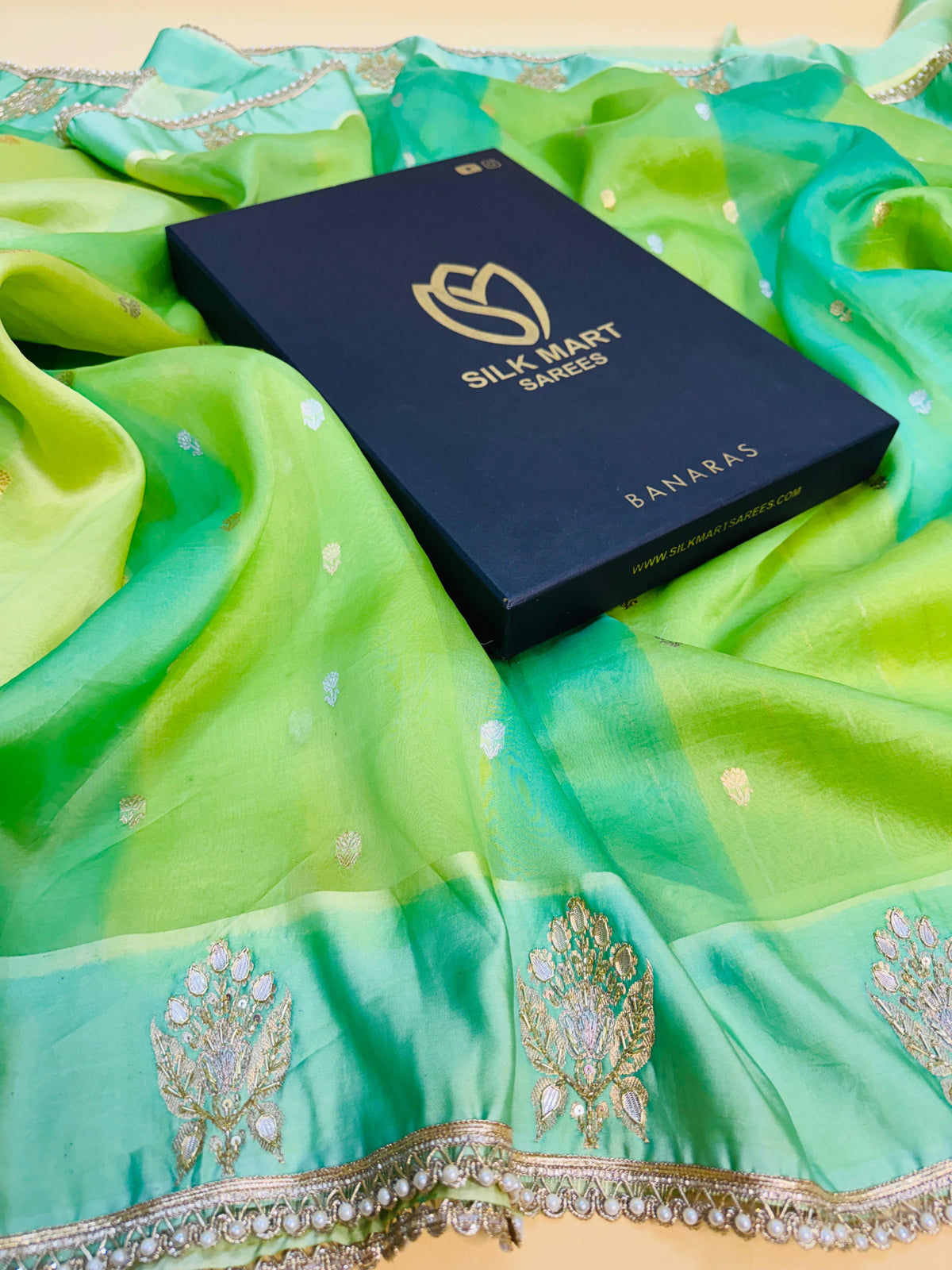 Kora Organza Hand Embroidery Saree